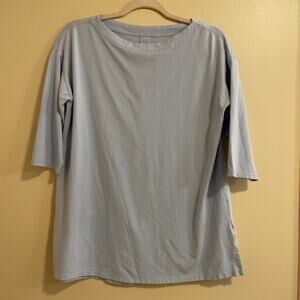 J Jill Top Womens Small Blue Luxe Supima Cotton Pleat Back Tunic Casual Ladies